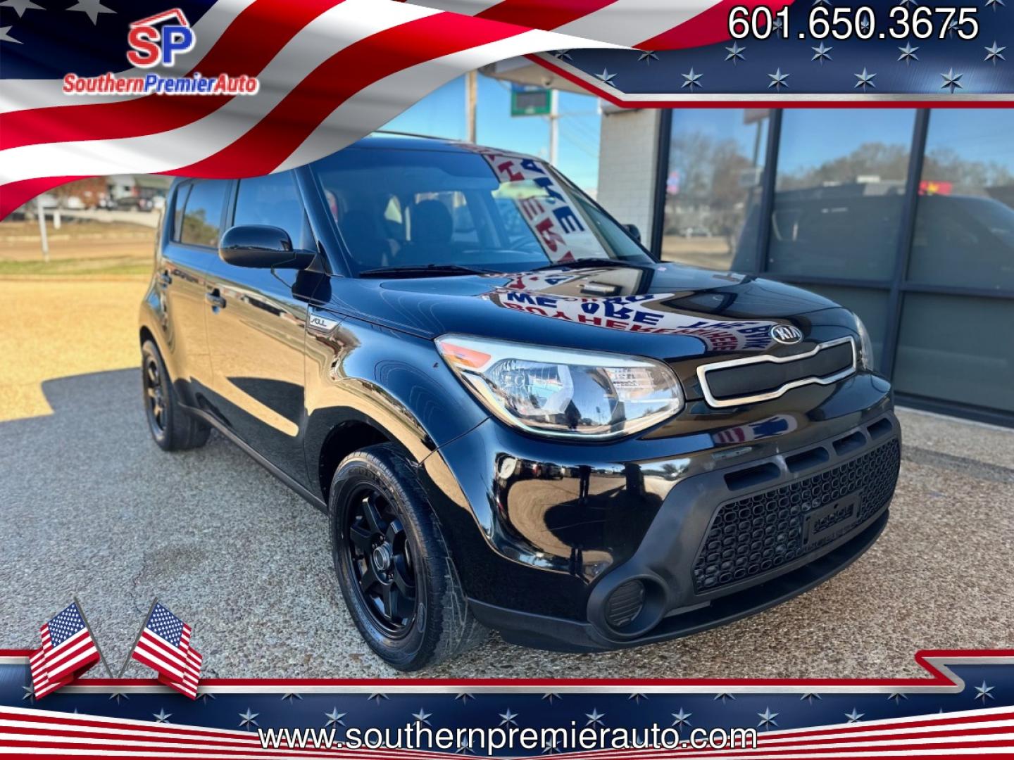 2015 BLACK KIA SOUL BASE (KNDJN2A21F7) , located at 922 W. Beacon St., Philadelphia, MS, 39350, (601) 650-3675, 32.770447, -89.127151 - Photo#0